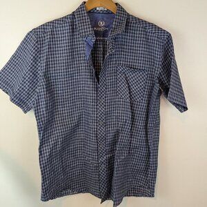 Bugatchi Uomo 100% Linen Short Sleeve Buttondown in Blue, Sz Lg